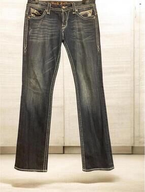 Rock Revival Sasha Straight Women's Dark Wash Jeans with Sequin Embellishments